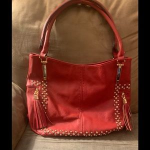 Beautiful vibrant Red big purse with stones